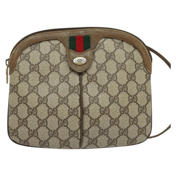 GUCCI GG Supreme Web Sherry Line Shoulder Bag PVC Beige 98 02 047 Auth BA4583 - Picture 2 of 16